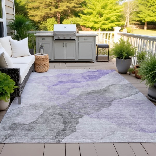 slide 2 of 7, Machine Washable Indoor/Outdoor Contemporary Chantille Rug Lavender - 10' x 14'