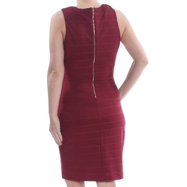 Shop Guess Womens Burgundy Zippered Textured Lace Up Sleeveless V
