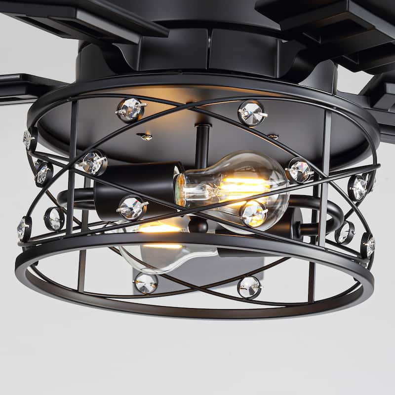 52-inch Reversible 5-Blade Caged Ceiling Fan with Remote and Light Kit
