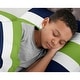 preview thumbnail 4 of 4, Navy and Lime Green on White Stripe Full/Queen 3-piece Comforter Set