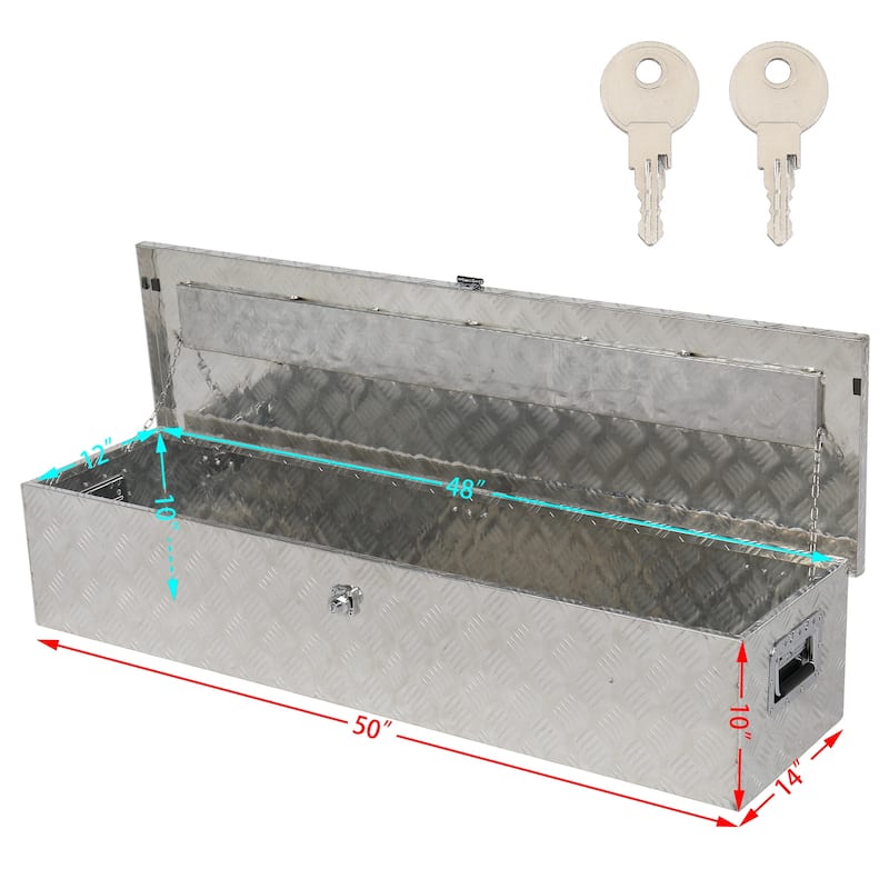 50" Elegant 5-Strips Pattern Aluminum Toolbox Silver