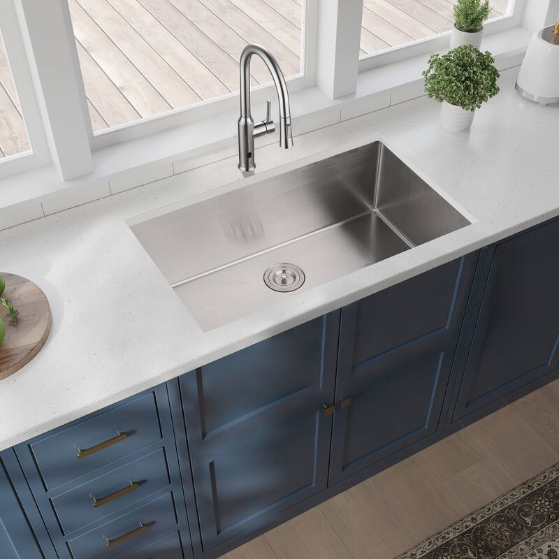 Undermount Single Bowl Stainless Steel Kitchen Sink with Workstation