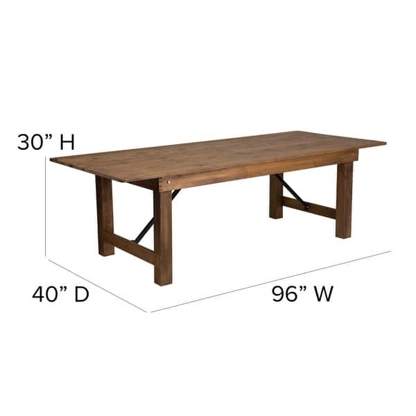 dimension image slide 3 of 4, Solid Pine Folding Farm Table Set with 6 Benches