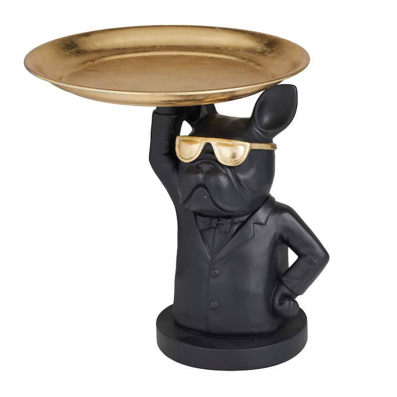 Black Polystone Traditional Sculpture - 15"L x 14"W x 14"H