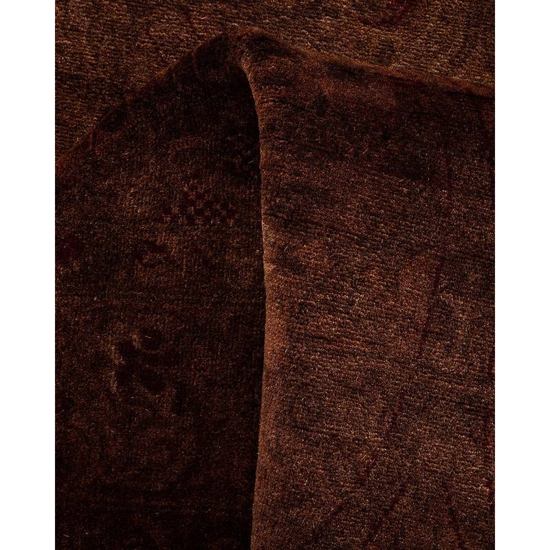 Overton Hand Knotted Wool Vintage Inspired Modern Contemporary Overdyed Brown Runner Rug - 2' 7" x 9' 2"