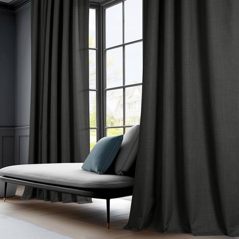 Exclusive Fabrics Vienna Basic Solid Linen Curtains (2 Panel) Blackout Curtains For Bedroom & Living Room Curtains