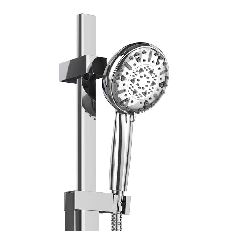 Retreat 4-in Multi-function Showerhead Shower System with Slide Bar and Multi-function Handshower Chrome 1.8 GPM