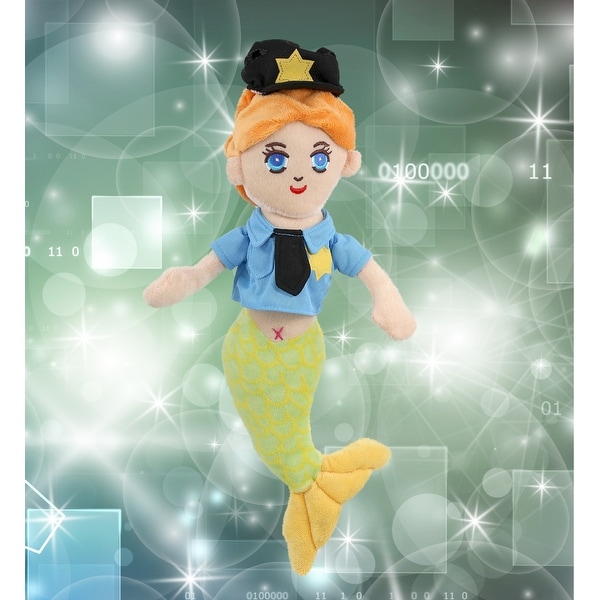 DolliBu Green Mermaid Police Officer Plush with Cop Uniform and