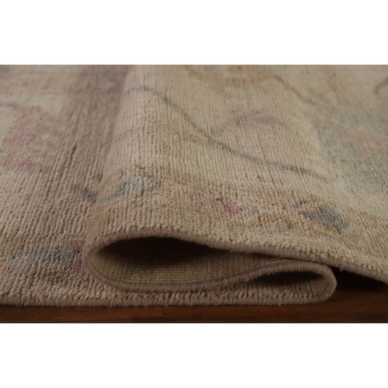 Vegetable Dye Oushak Turkish Area Rug Handmade Wool Carpet - 9'7"x 13'3"