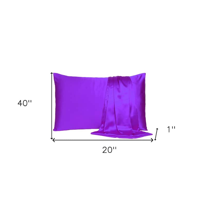 HomeRoots Bright Purple Dreamy Set Of 2 Silky Satin King Pillowcases