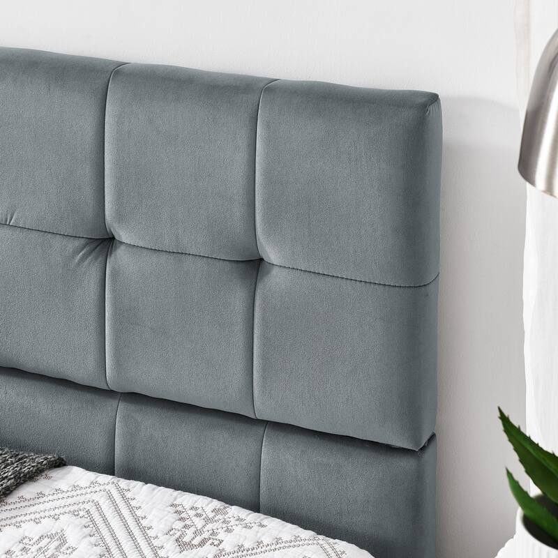 Full Size Daybed Grounded Bed Velvet Upholstered Tufted Bed Frame with L-shaped Backrest & Armrests for Livingroom or Bedroom