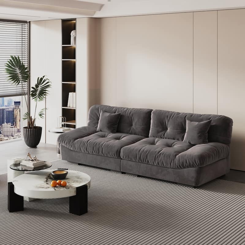105'' Modern Sanded Velvet Cloud Loveseat Sofa Sectional Couch for Living Room