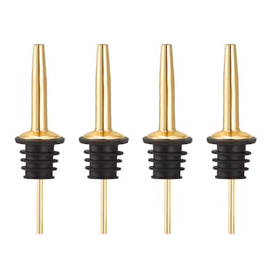 4pcs Stainless Steel Liquor Pourer Wine Bottle Pour Spout Stopper Gold