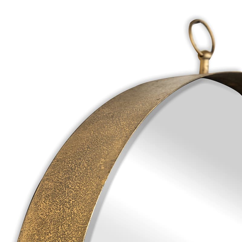 Round Wall Mirror with Ring Handle - 28" - Gold
