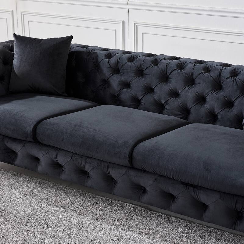 Velvet Upholstered Loveseat Sofa Modern Living Room Tuxedo Arms Sofa