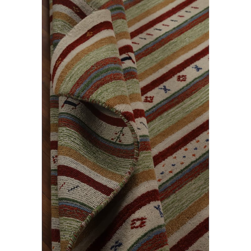 Hand Knotted Oriental 100% Wool Carpet Tribal Animal Pictorial Multi-Colored Gabbeh Area Rug - 7' 7'' X 5' 5''