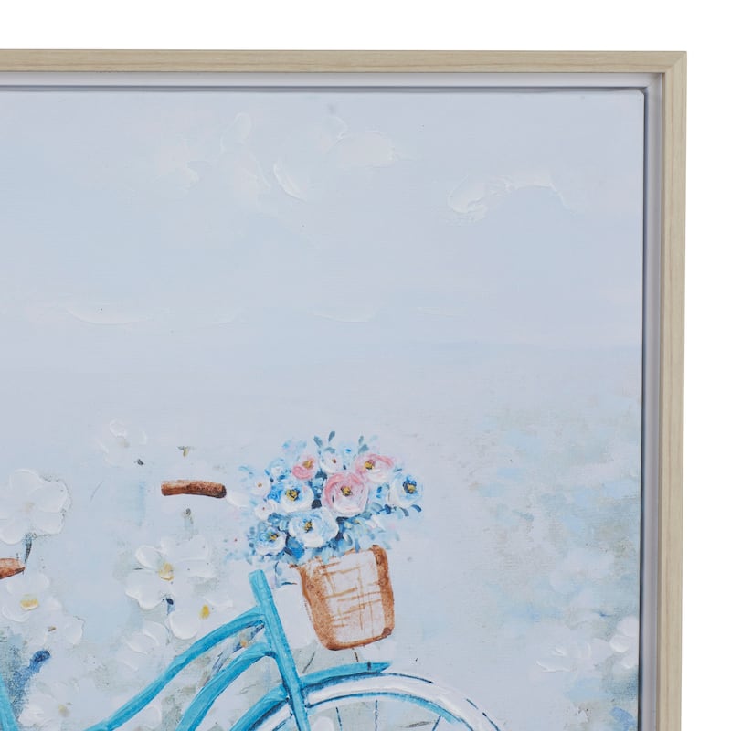 Canvas Bike Framed Wall Art with Tan Frame - Blue - Roche River Decor