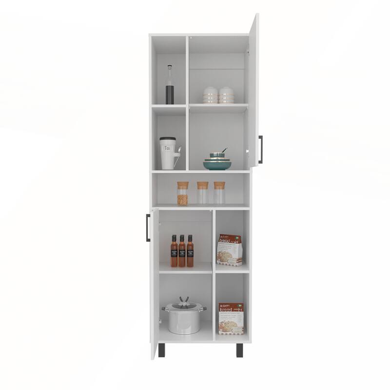 Pantry Cabinet With Two Doors And Multiple Storage Compartments