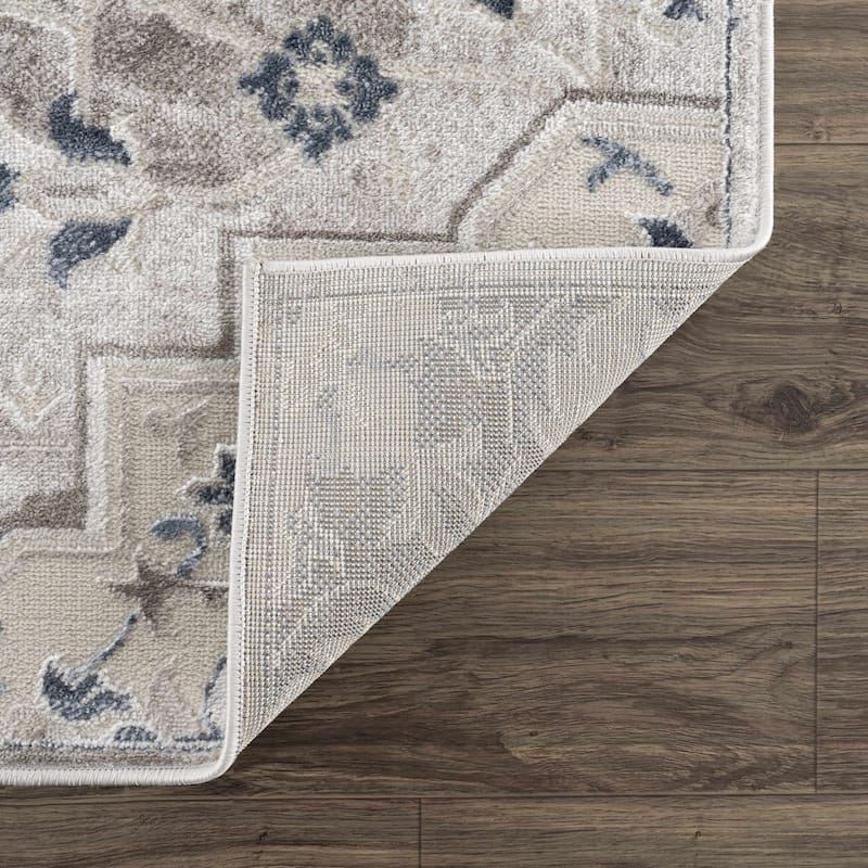 Hauteloom Calum Living Room, Bedroom Area Rug - Farmhouse - High Pile - Pink,Gray - 7'9" x 9'6"