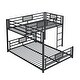 preview thumbnail 5 of 12, Elegant Twin over Full Size L-Shaped Metal Bunk Bed Solid Safety Guardrail Bed, No Box Spring Required