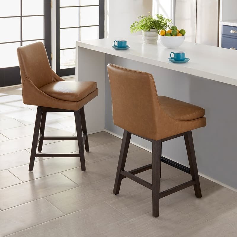 Spruce & Spring Luca Counter Height Swivel Barstool with Solid Wood Legs
