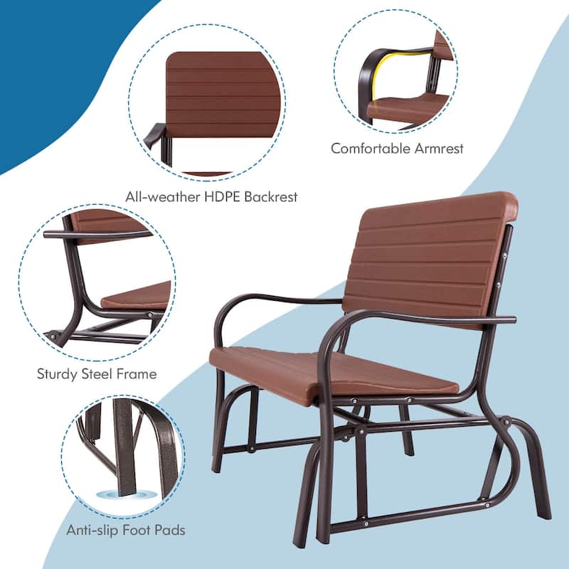 Costway Outdoor Patio Swing Porch Rocker Glider Bench Loveseat Garden