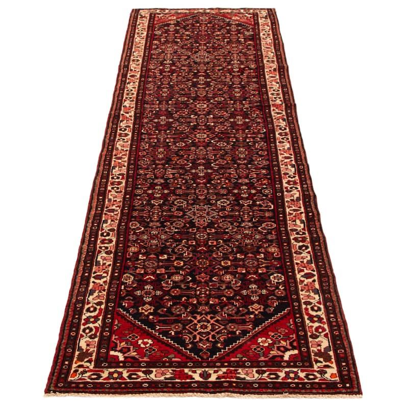 ECARPETGALLERY Hand-knotted Andelz Dark Navy, Red Wool Rug - 4'1 x 14'3