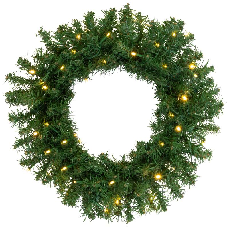 Pre-Lit Battery Operated Pine Artificial Christmas Wreath - 18" - LED Warm White