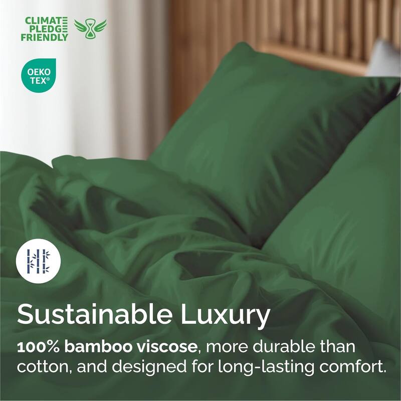 CGK Linens Solid Rayon From Bamboo 4 Piece Deep Pocket Soft Bed Sheet Set