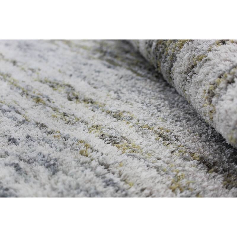 Addison Sanibel Striped Grey Shag Area Rug