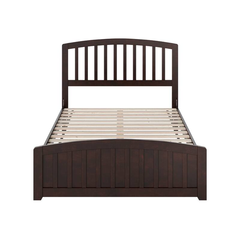 Full Platform Bed - Low Profile Wood Bed Frame with Footboard - Modern Bedroom Furniture