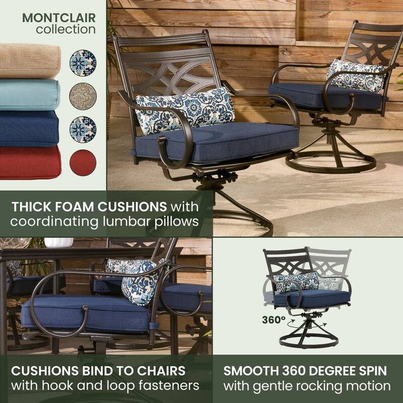 Hanover Montclair 11-Piece Navy Blue Dining Set