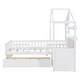 preview thumbnail 6 of 17, Twin Size Platform Bed with Linen Upholstered Sofa, Semi-enclosed House Bed Frame with Drawers and Storage Shelf for Kids