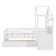 preview thumbnail 6 of 16, Wooden House Bed with Linen Upholstered Sofa, Storage Bed Frame with 2 Drawers, Shelves for Kids, Boys, Girls