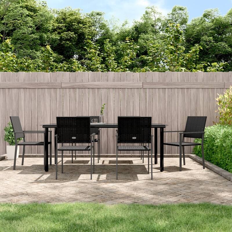 vidaXL Patio Dining Set Outdoor Dining Table and Chair Poly Rattan and Steel