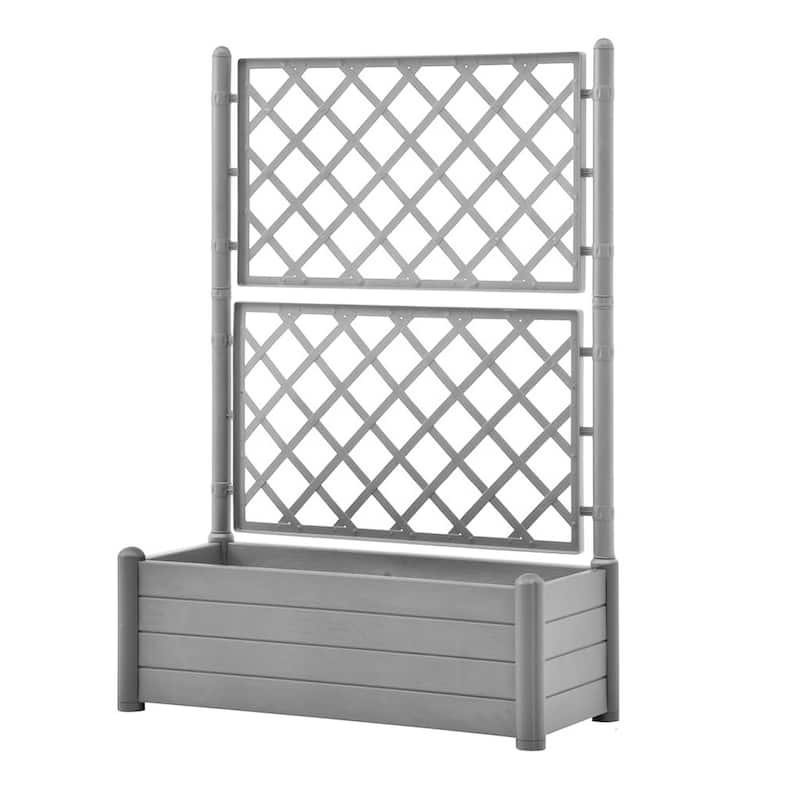 Simi Garden Flower Planter with Trellis, 17x40x56 Classic Stone Gray