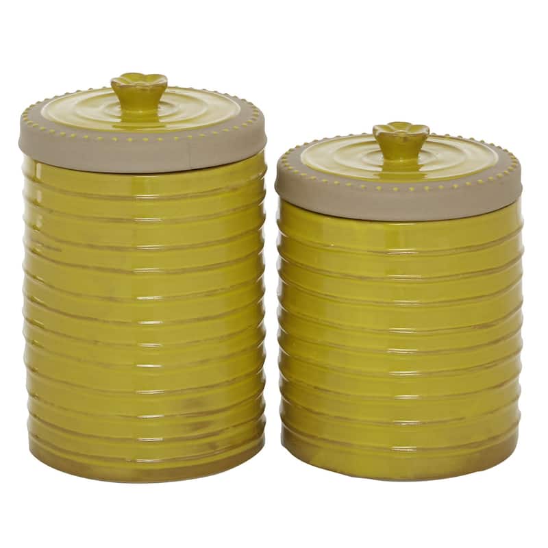 Ceramic Decorative Jars - Set of 2 Yellow - Roche River Decor - Yellow