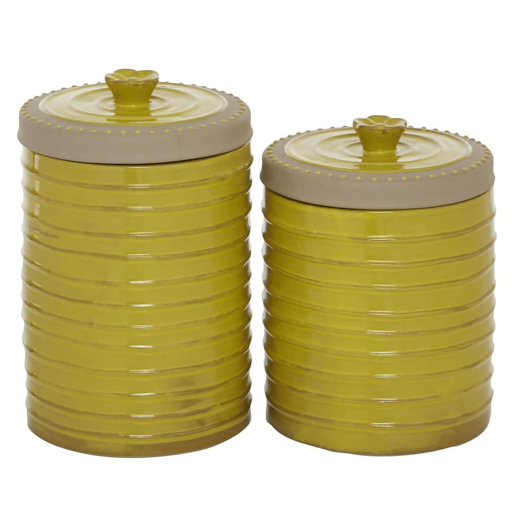Ceramic Decorative Jars - Set of 2 Yellow - Roche River Decor