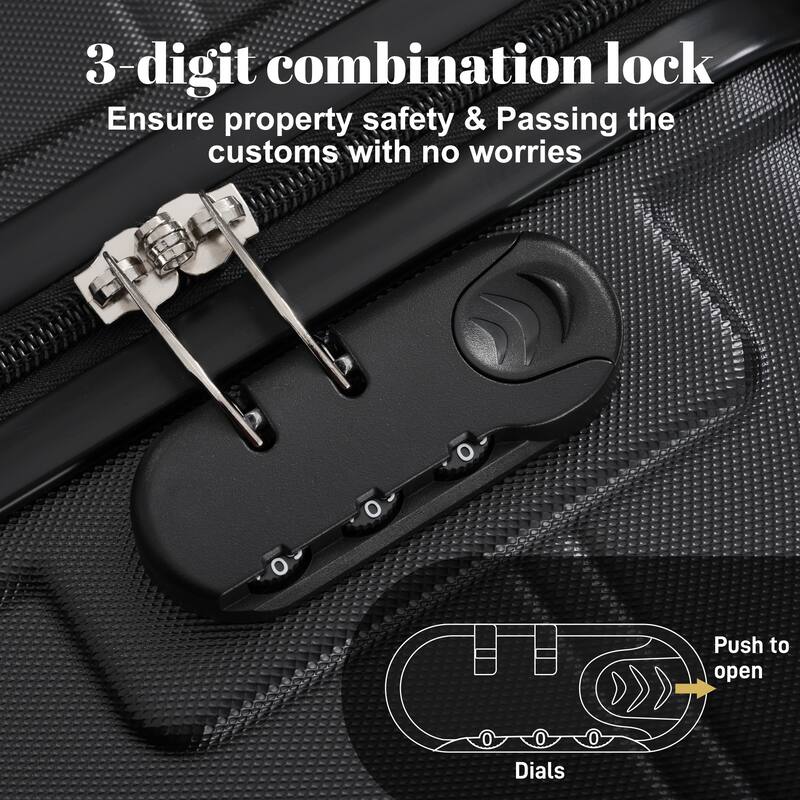 6 Piece Luggage Set, with Double Spinner Wheels Handle Password Lock, 14 IN Cosmetic Case 20/24/28 IN Luggages with Bag