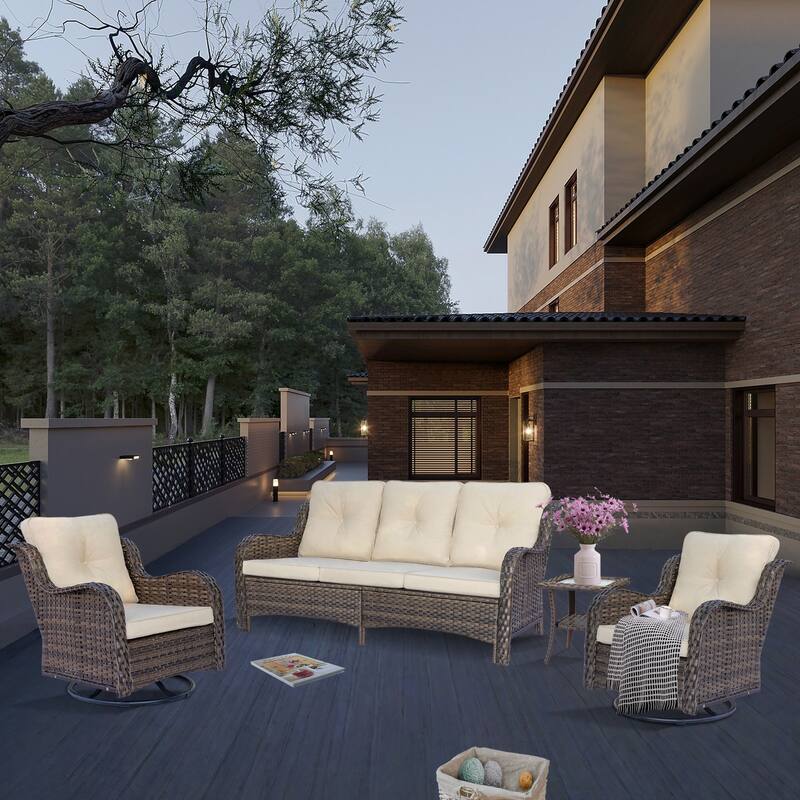 Wicker Patio Furniture Set-Outdoor Patio Conversation Seating Sets
