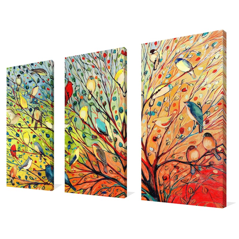 "27 Birds" by Jennifer Lommers 3 Piece Set on Canvas