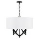 preview thumbnail 5 of 5, Sylvia 24" 4-light Drum Pendant w/ White Fabric Shade Matte Black