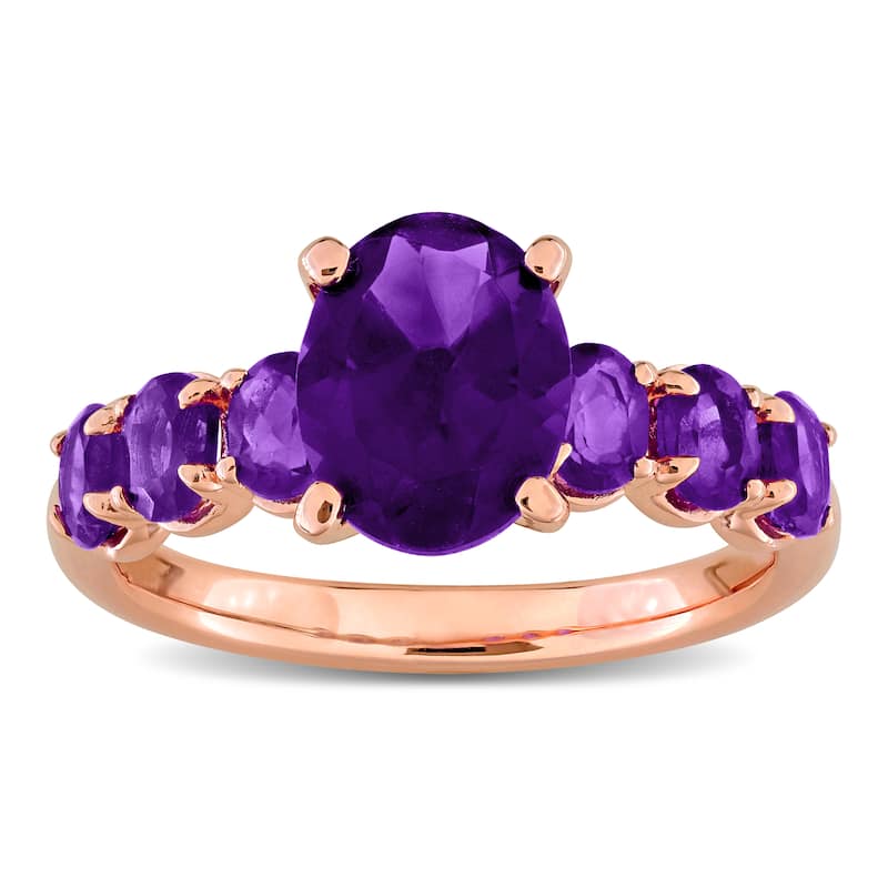 Miadora 2 3/5ct TGW Amethyst-Africa Amethyst Ring in Rose Plated Sterling Silver