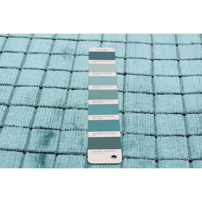 ECARPETGALLERY Hand Loomed Elysian Turquoise Viscose Rug - 6'7 x 9'3