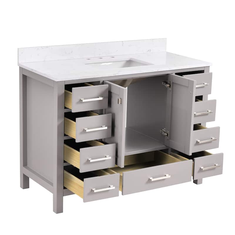 StarrySky 48 inch Undermount Single Sink Bathroom Vanity with Engineered Carrara Marble Top