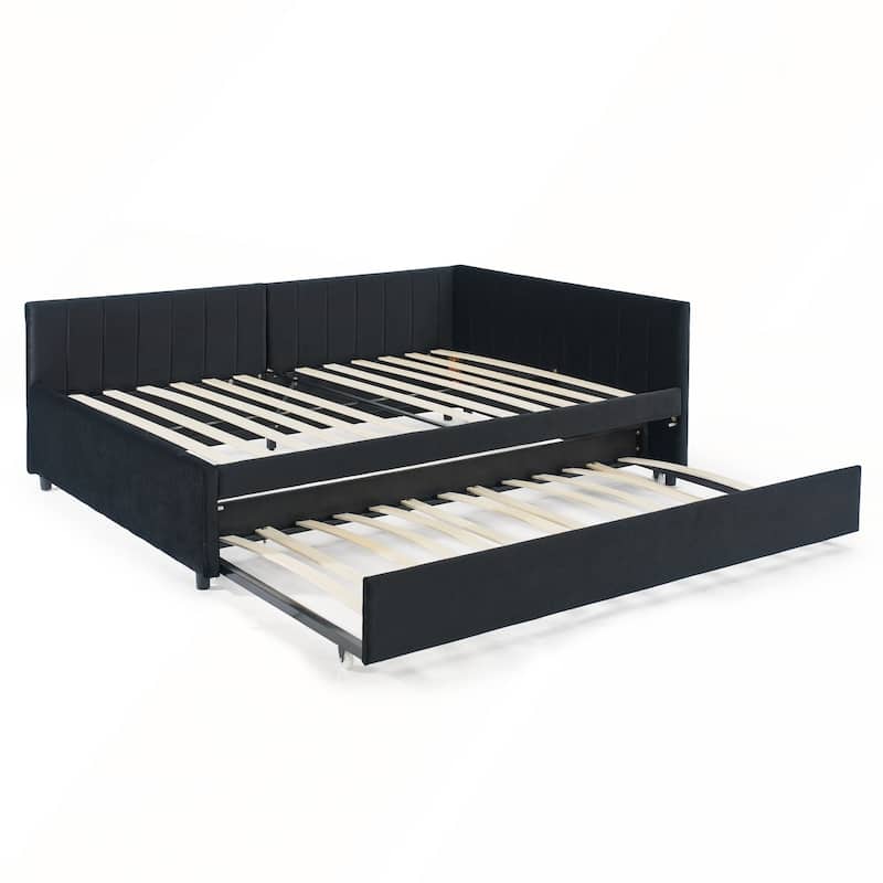Full Size Daybed with Trundle Upholstered Tufted Sofa Bed