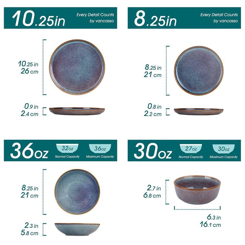Vancasso PLAYA 18/24-Piece Stoneware Dinnerware Set Service for 6