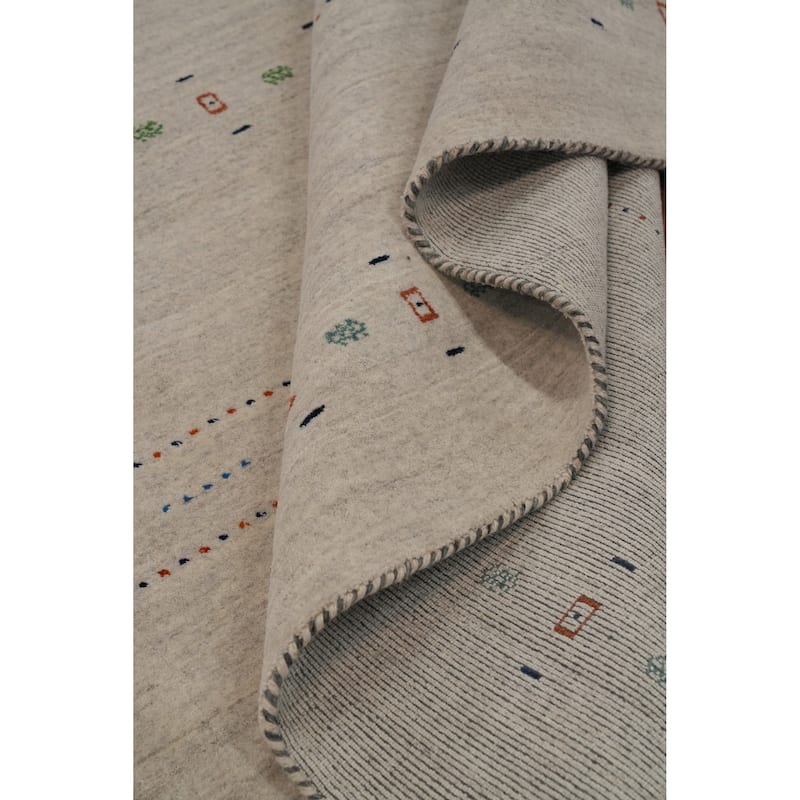 Hand Knotted Oriental 100% Wool Carpet Tribal Animal Pictorial Beige & Ivories Gabbeh Area Rug - 8' 0'' X 8' 2''