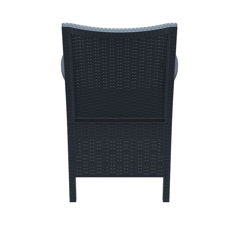 35.5" Gray Patio Dining Arm Chair with Sunbrella White Cushion