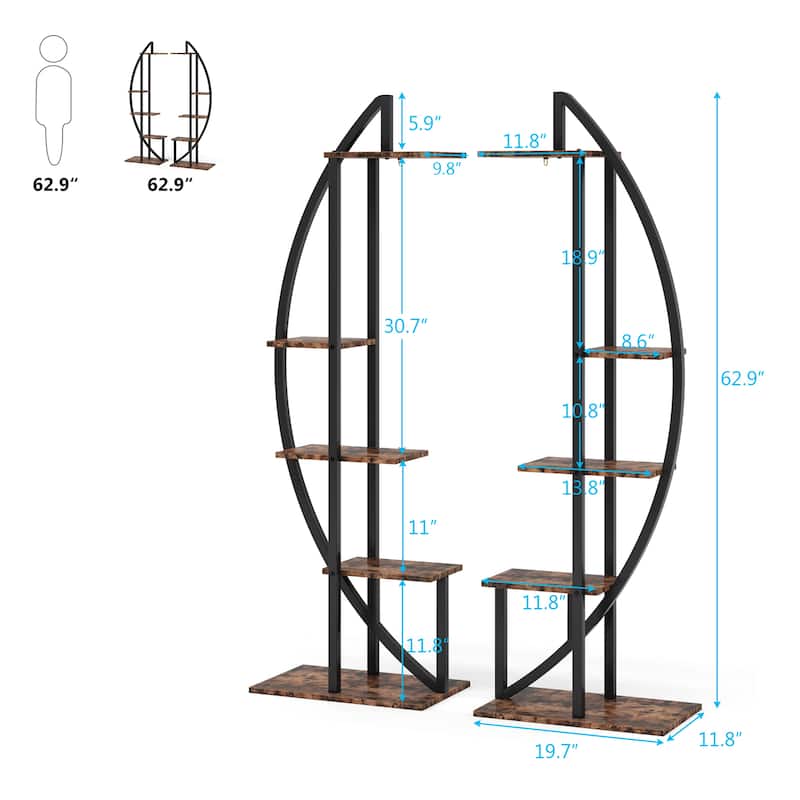 Plant Stand Pack of 2,5-Tier Wooden Plant Flower Display Stand